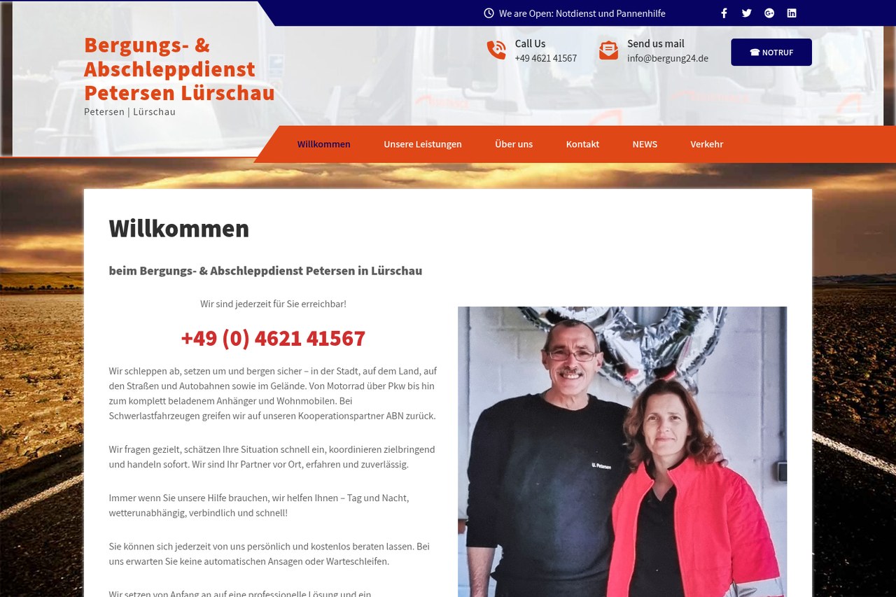 Startseite der Website bergung24.de