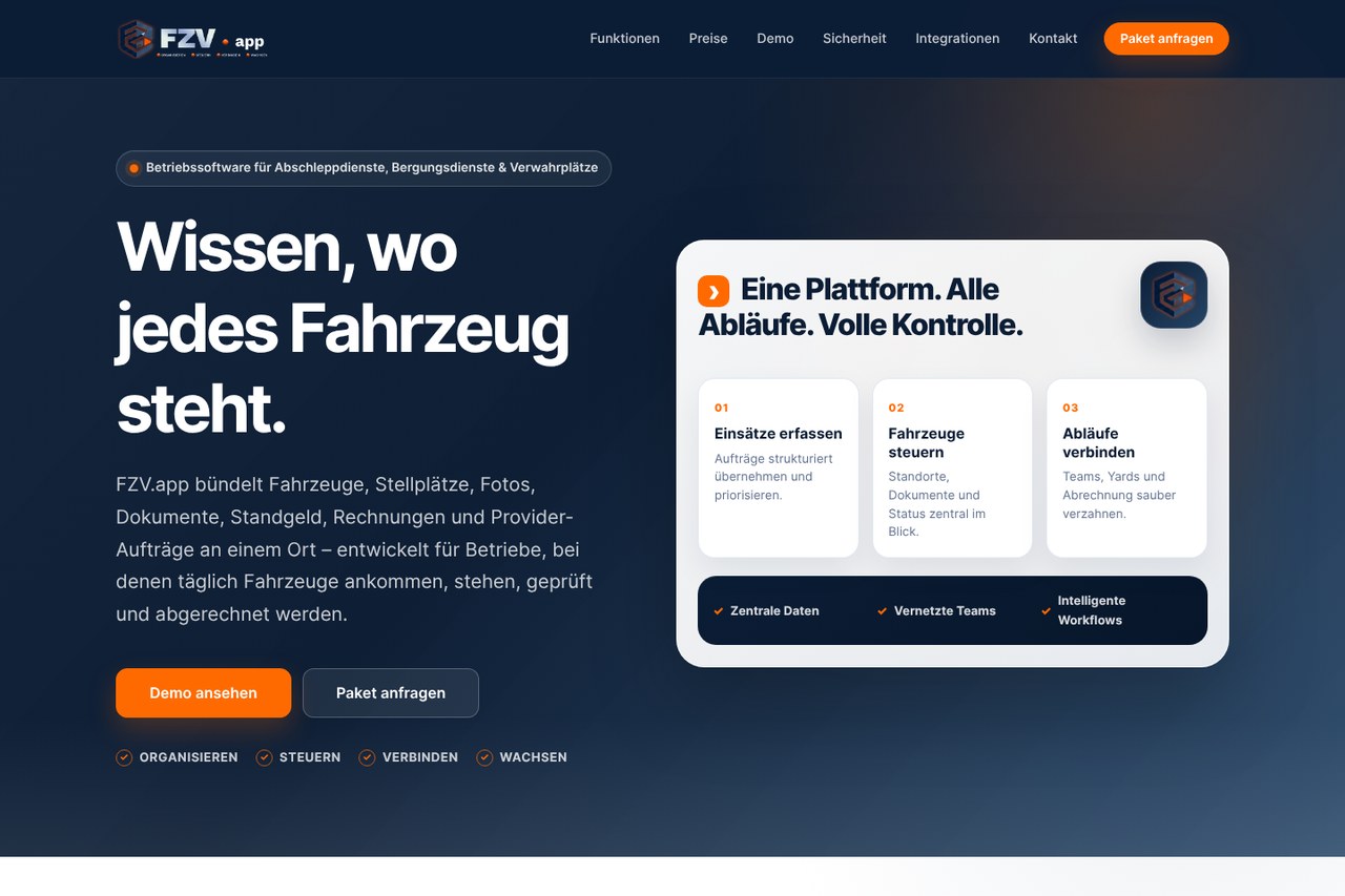 Startseite von fzv.app