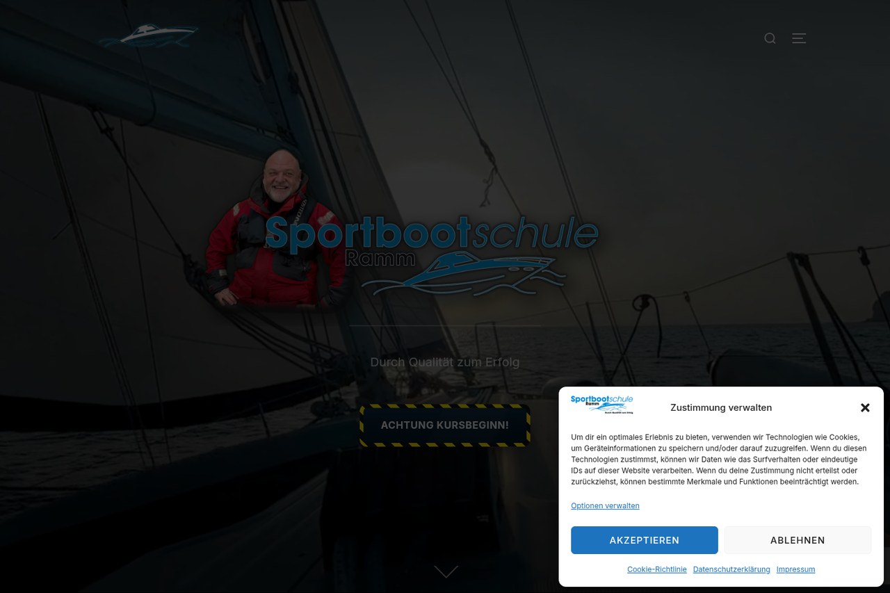 Startseite der Website sportbootschule-ramm.de