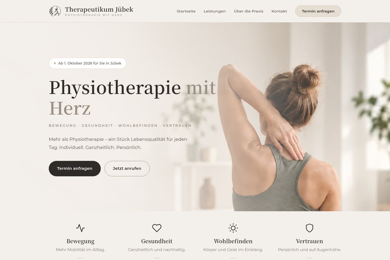 Startseite der Website therapeutikum-juebek.de